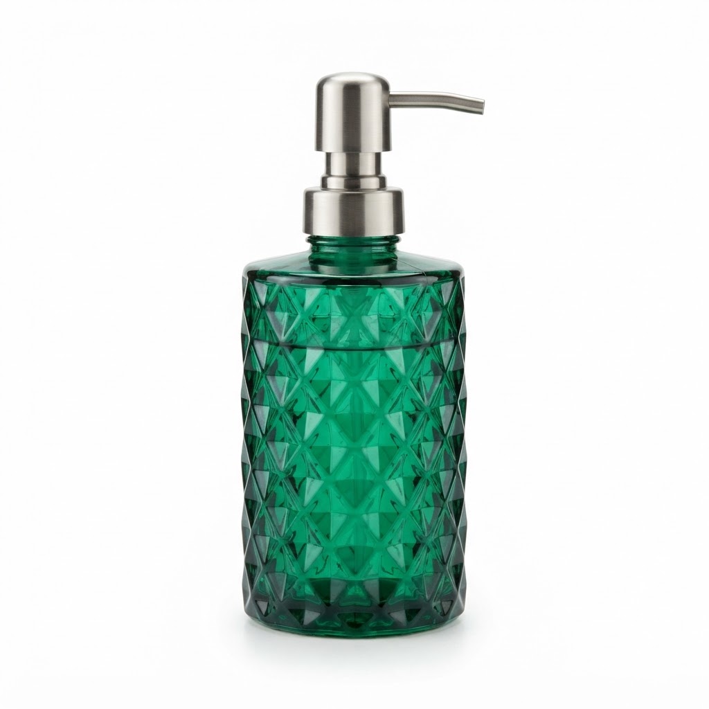 Emerald Green Glass Soap Dispenser