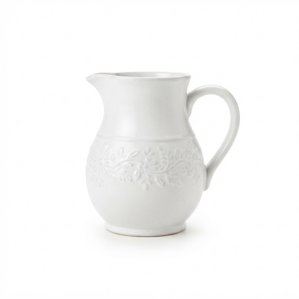 Ceramic White Pitcher Vase
