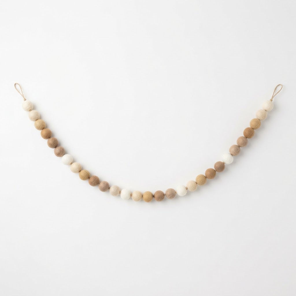Neutral Felted Ball Garland