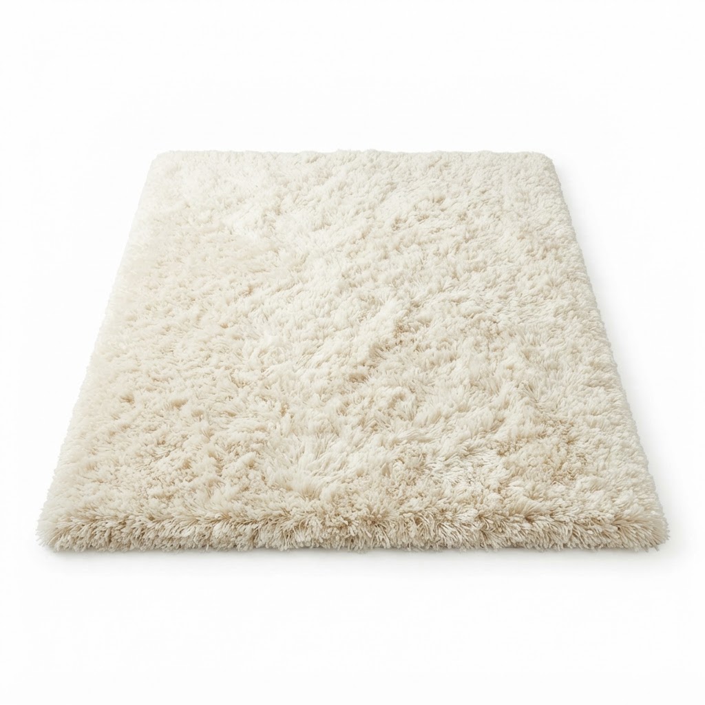 Fluffy Shag Area Rug in Ivory