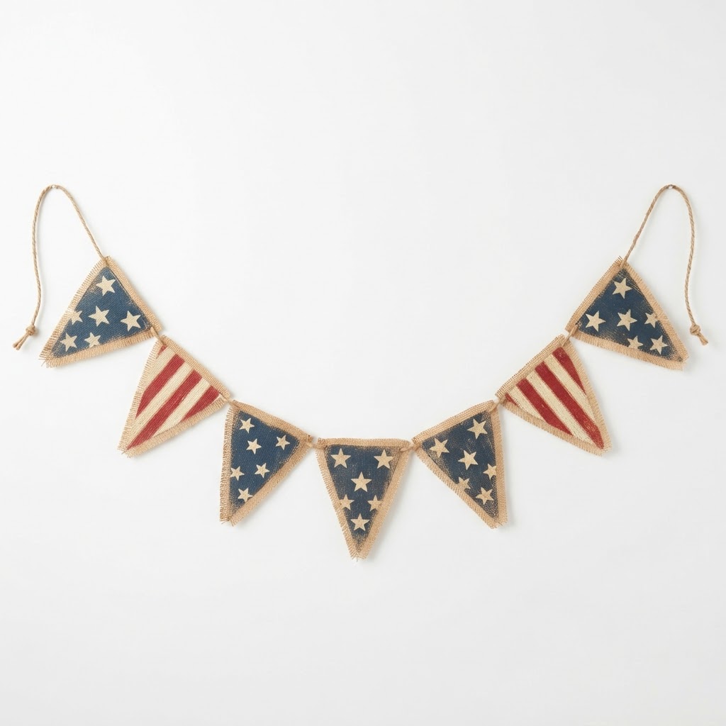 Burlap Patriotic Bunting Banner