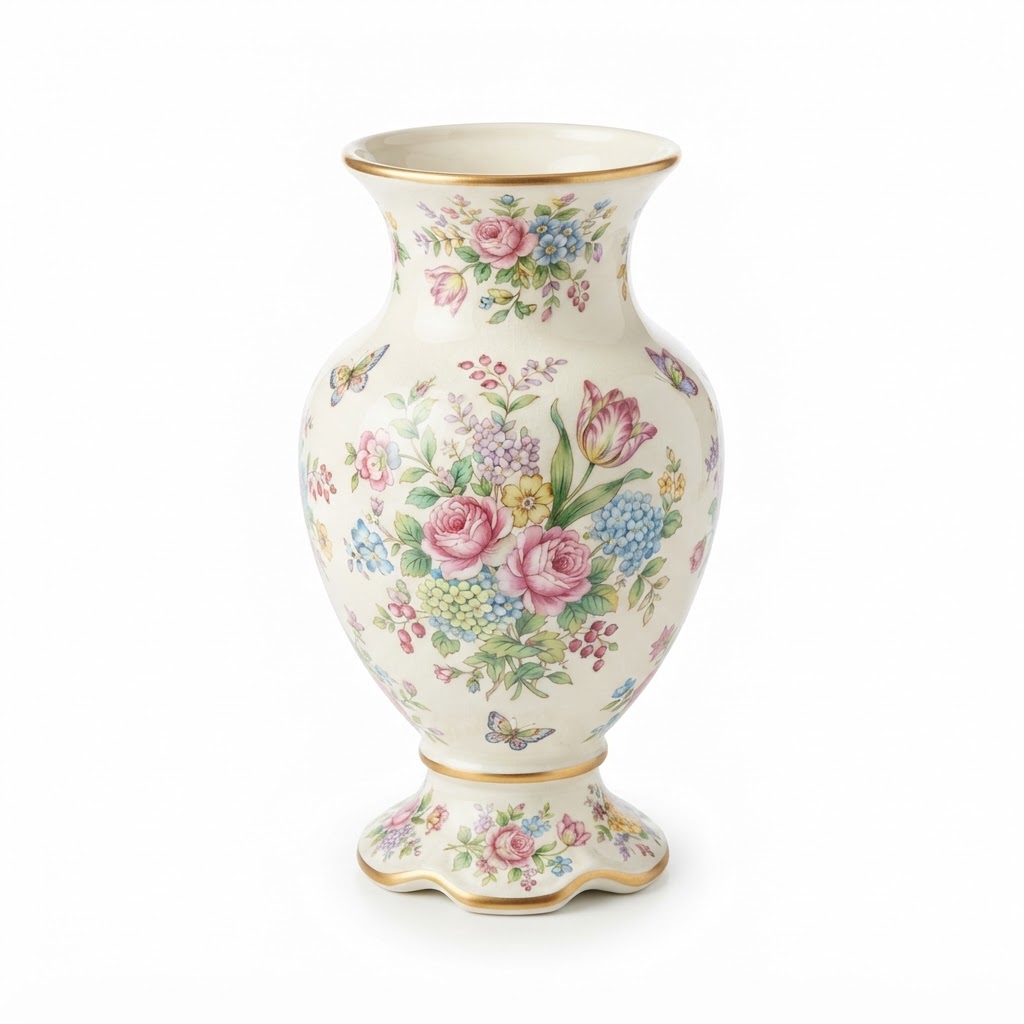 Ceramic Footed Floral Vase