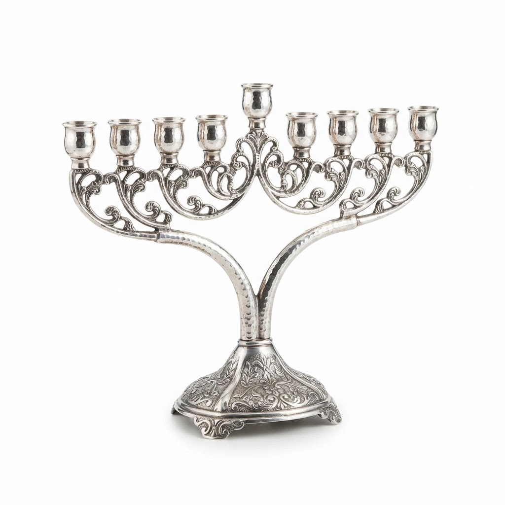Silver Hanukkah Menorah