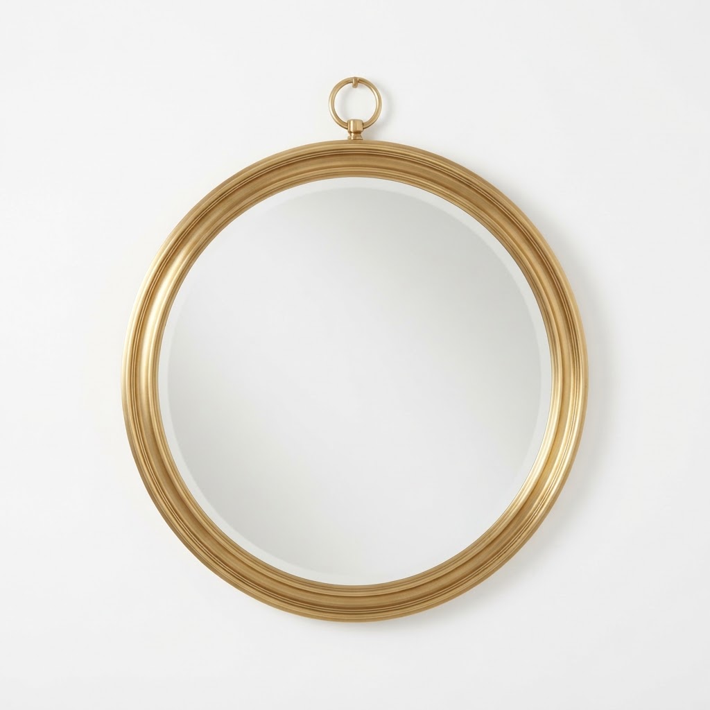 Transitional Brass Round Wall Mirror