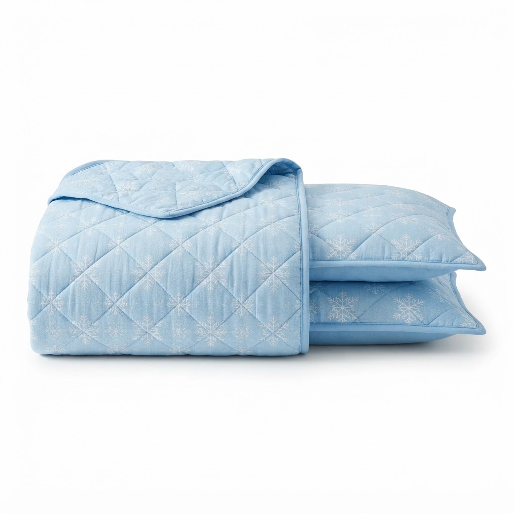 Transitional Light Blue Snowflake Quilt Set