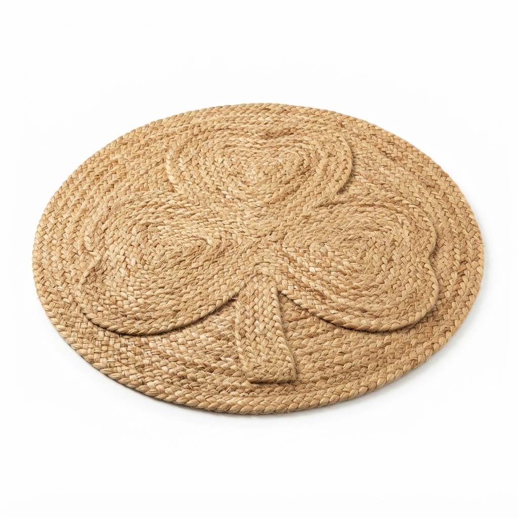 Woven Jute Shamrock Floor Mat