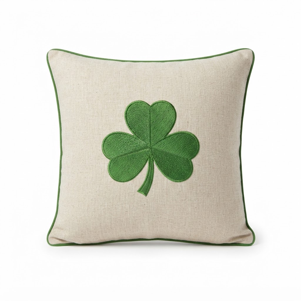 Shamrock Embroidered Accent Pillow