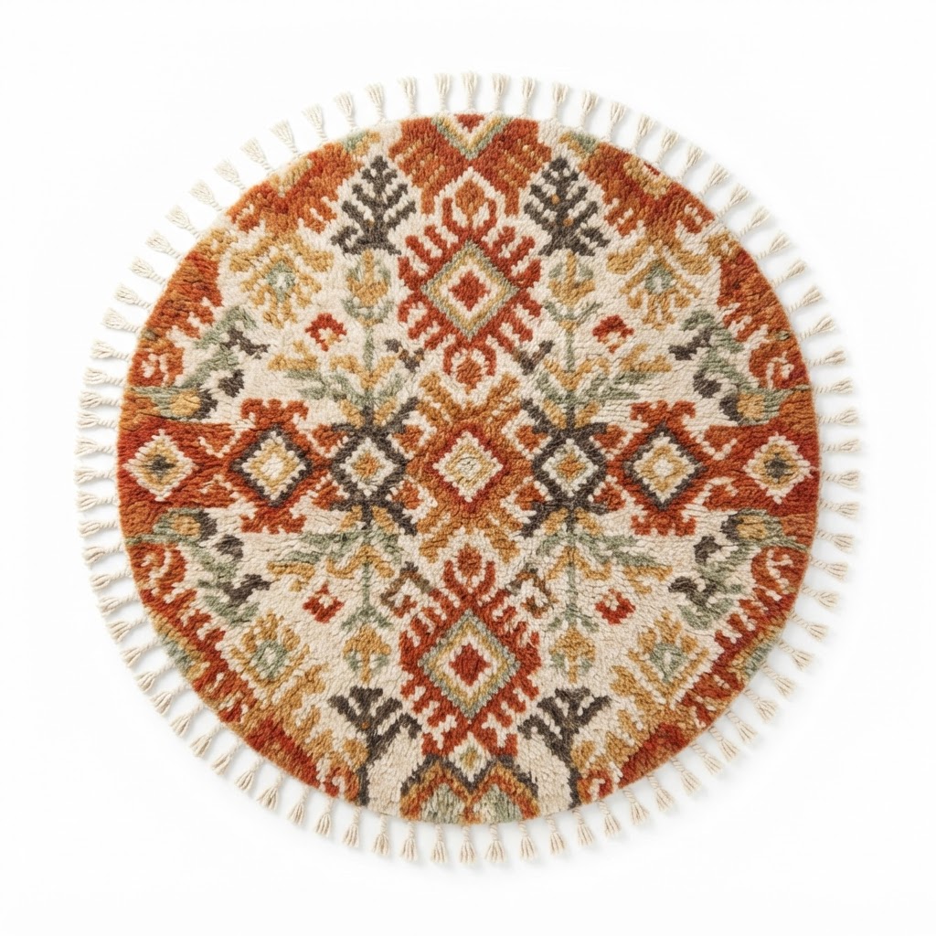 Wool Hand-Knotted Round Rug