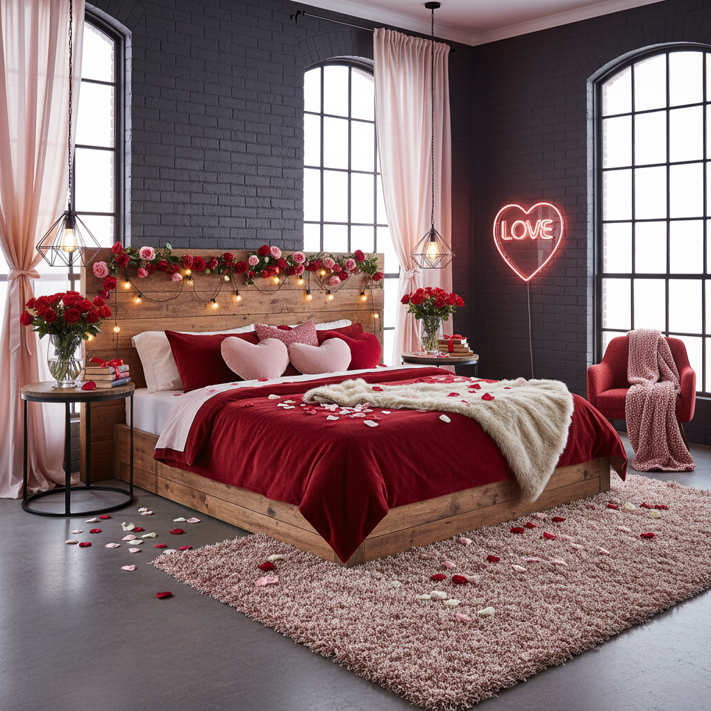 Industrial Valentine's Day Master Bedroom