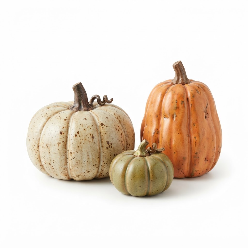 Set of Ceramic Heirloom Pumpkins