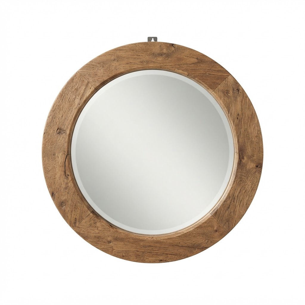 Round Wood Wall Mirror