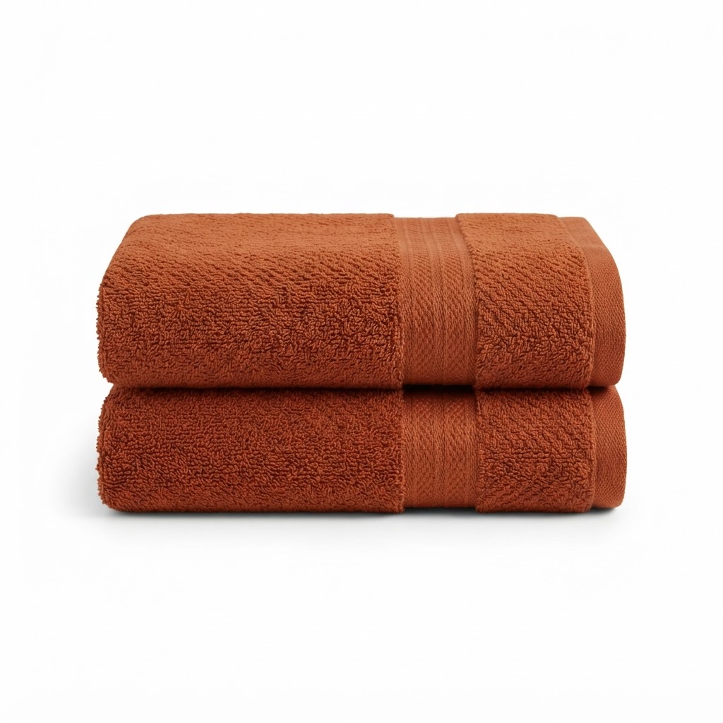 Transitional Rust Cotton Hand Towel Set