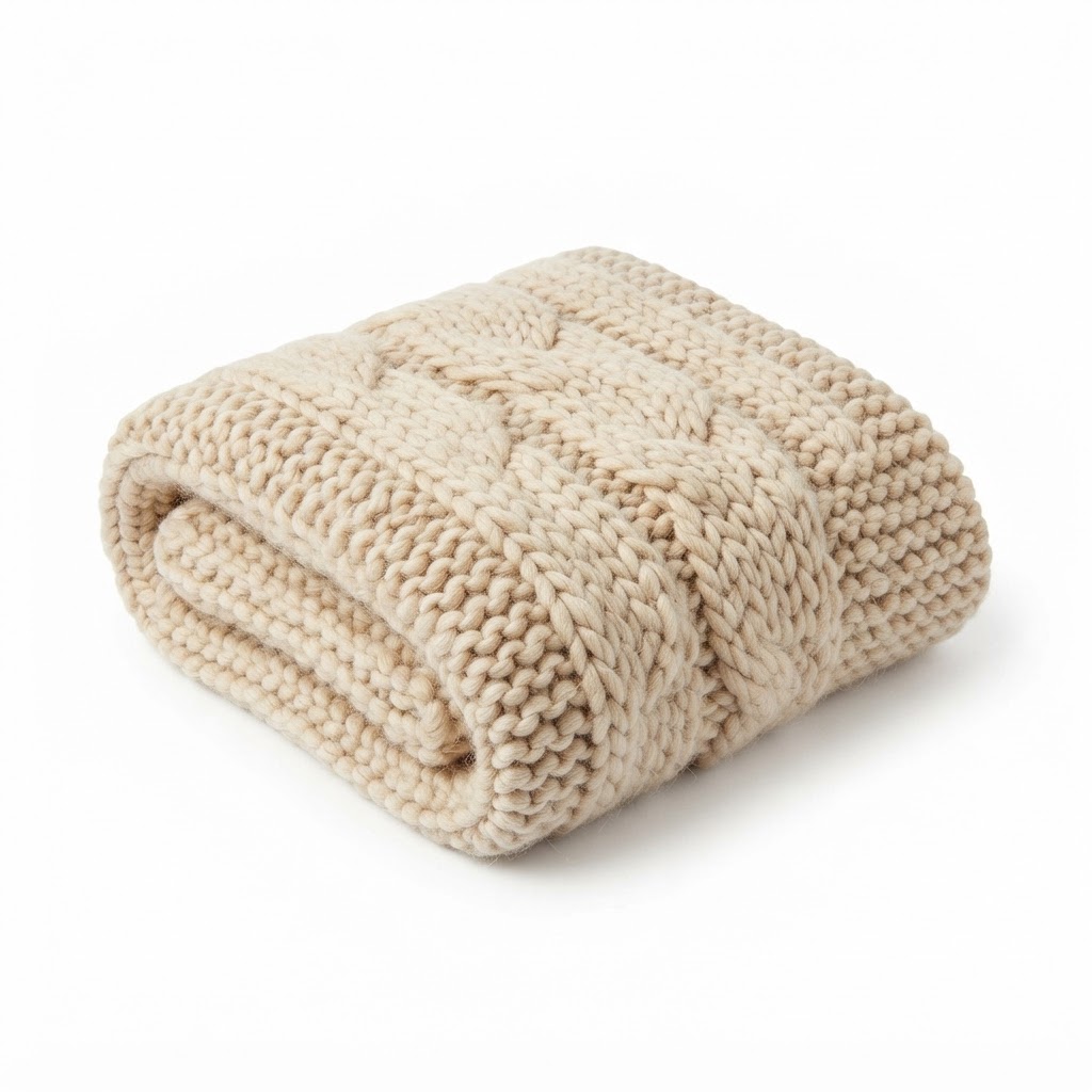 Neutral Cream Chunky Knit Throw