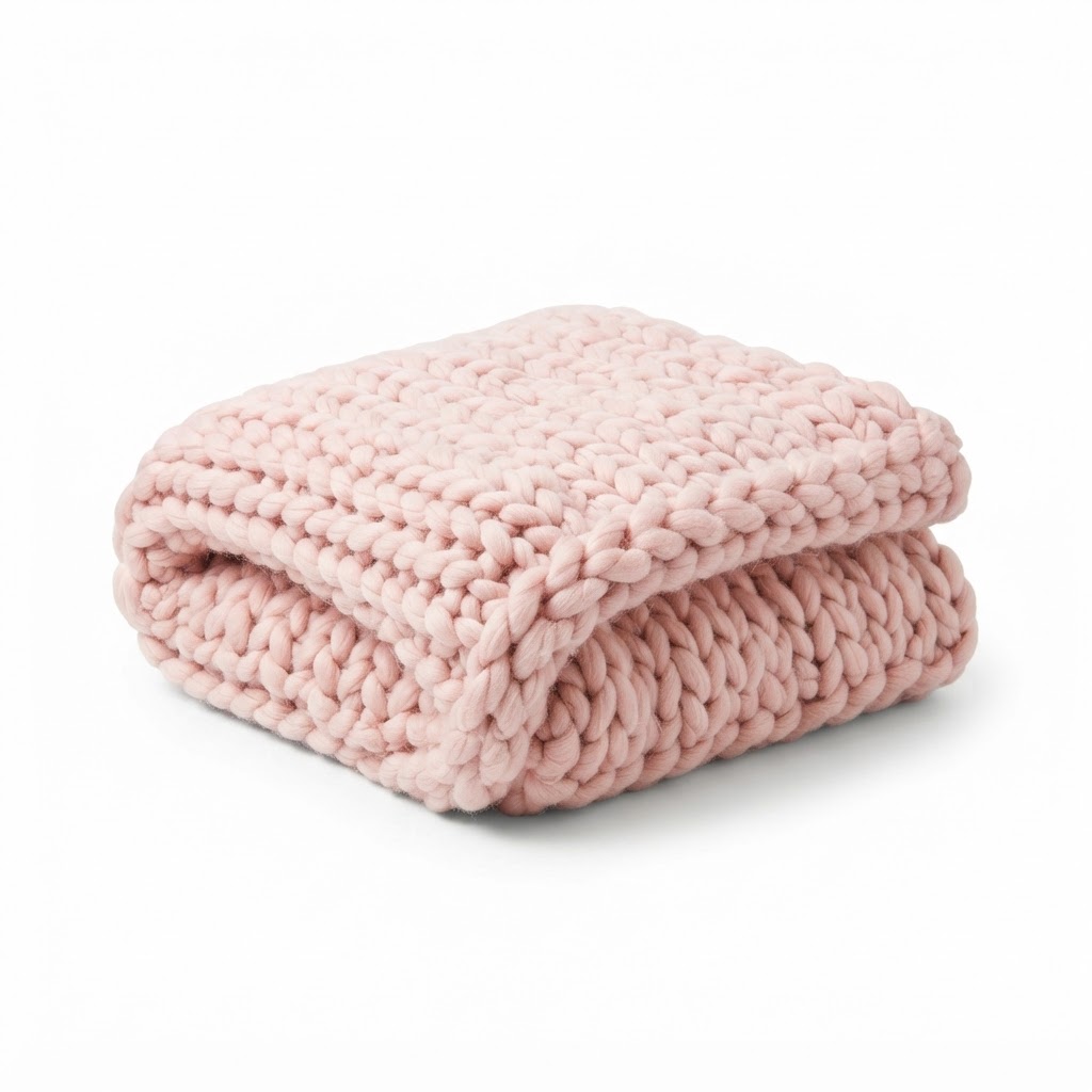 Blush Pink Chunky Knit Throw