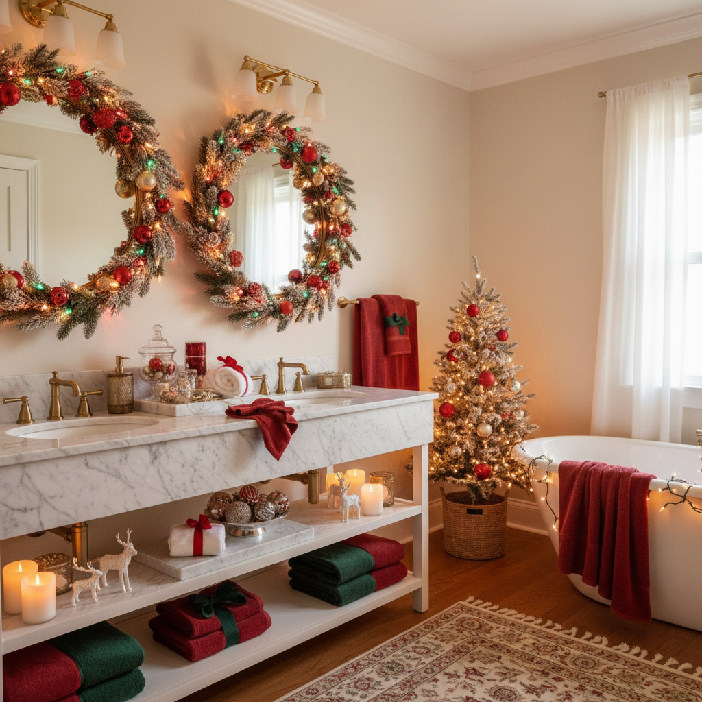 Glam Christmas Master Bathroom