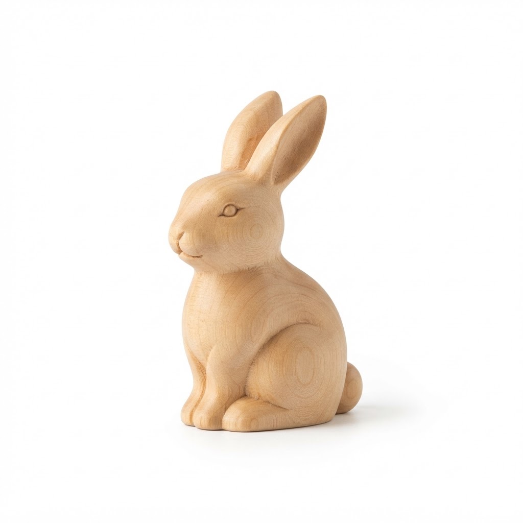 Wooden Bunny Figurine