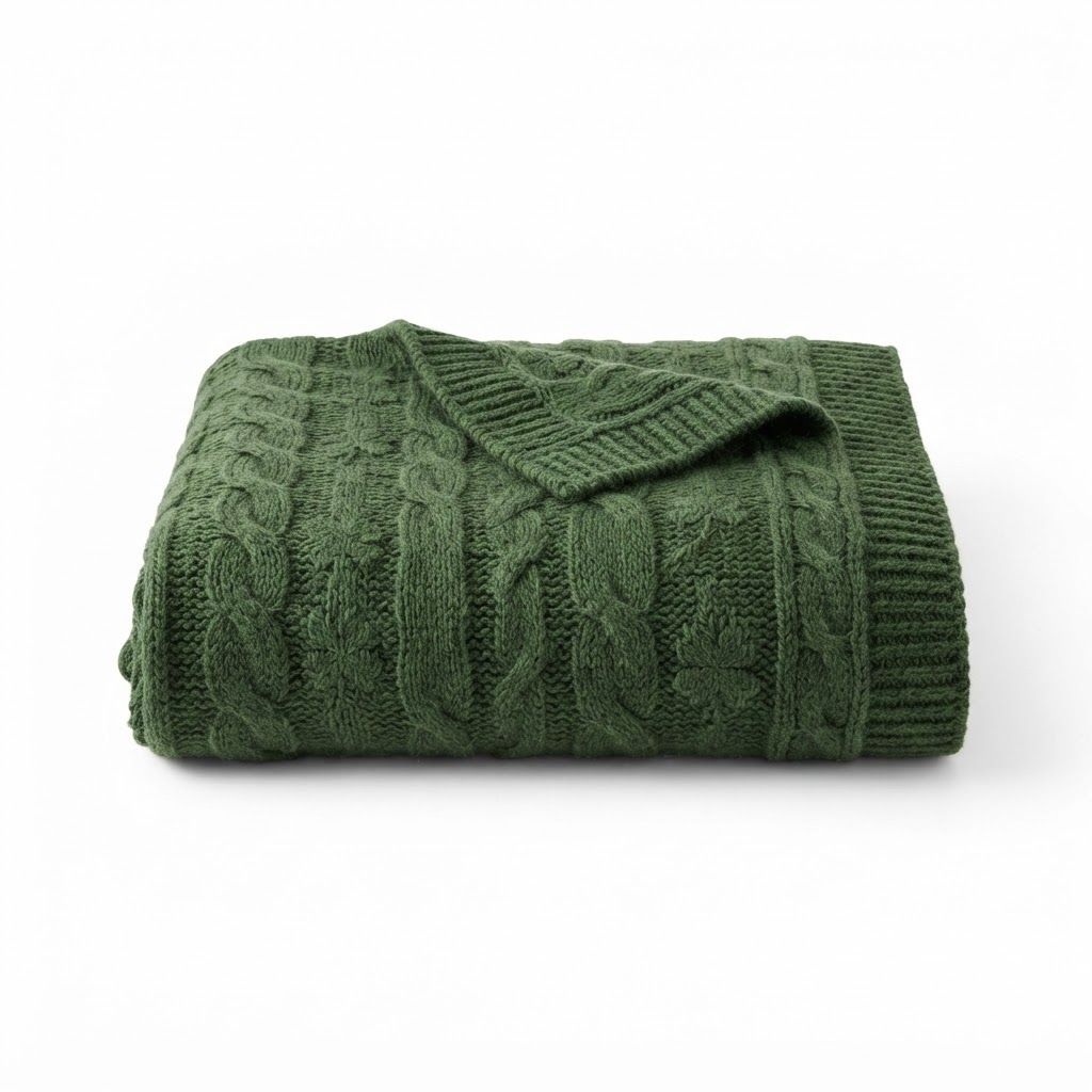 Forest Green Clover Throw