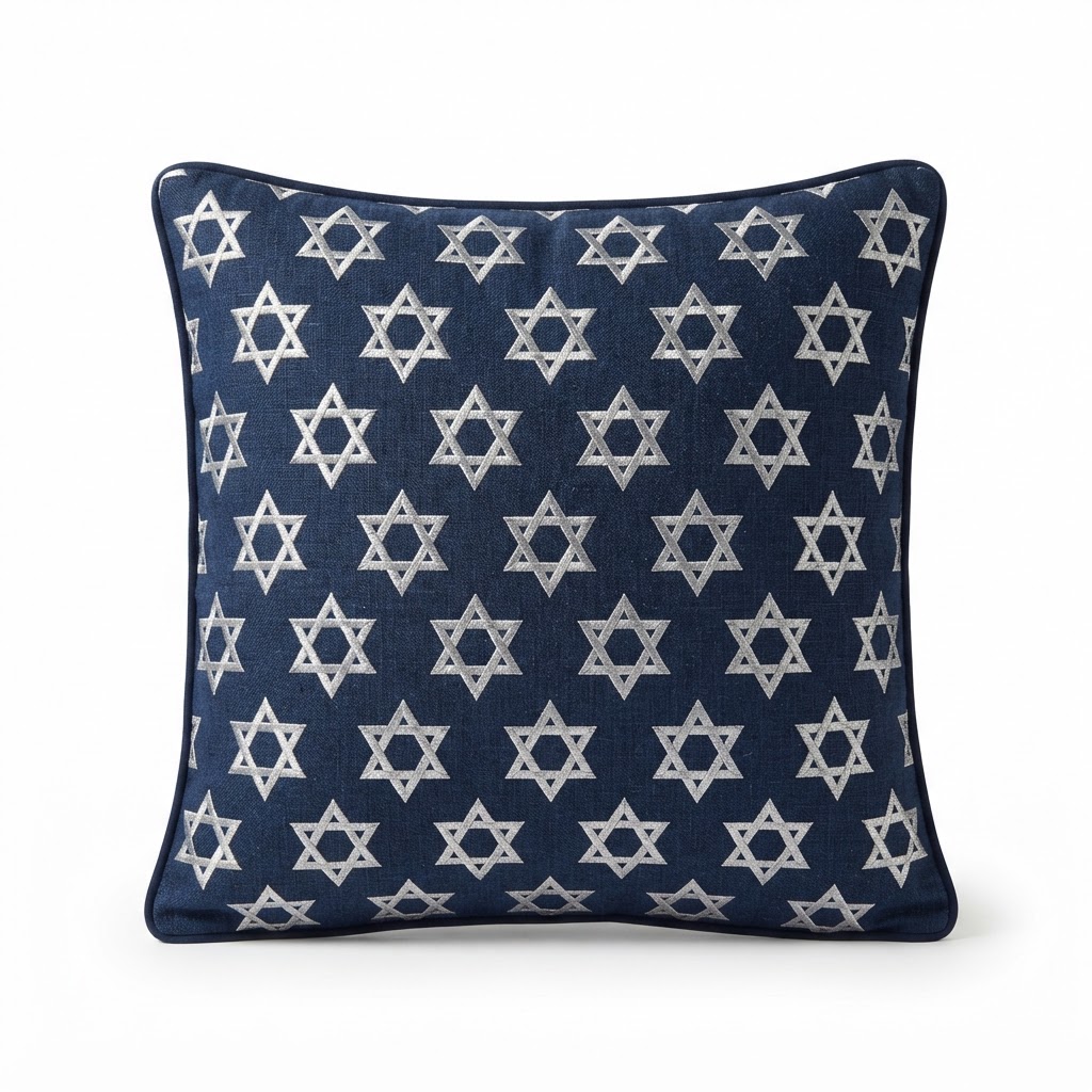 Blue Embroidered Star Pillows