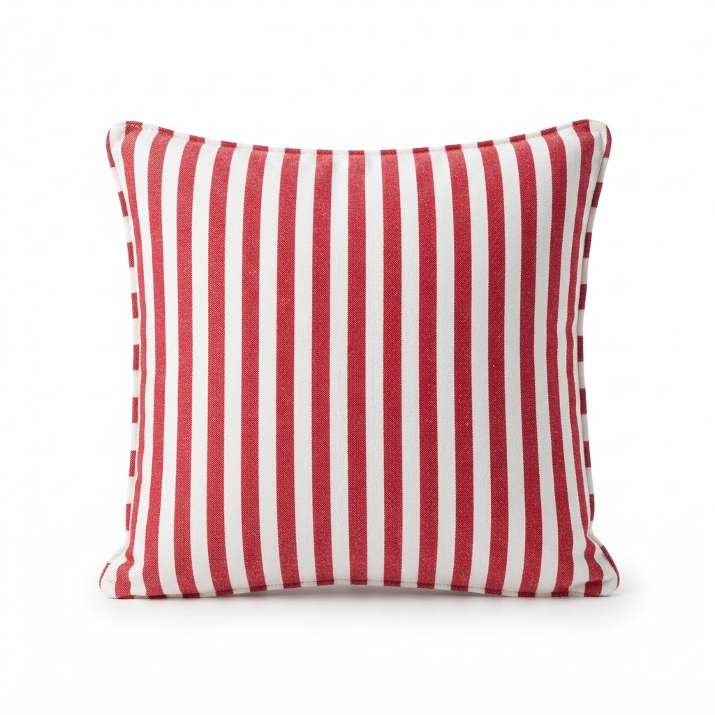 Red and White Striped Accent Pillow