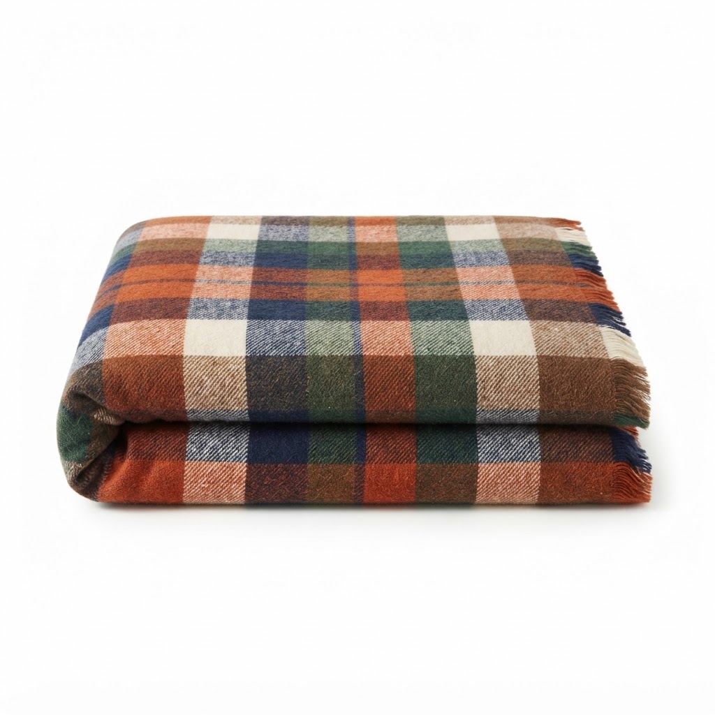 Cozy Plaid Brushed Cotton Throw