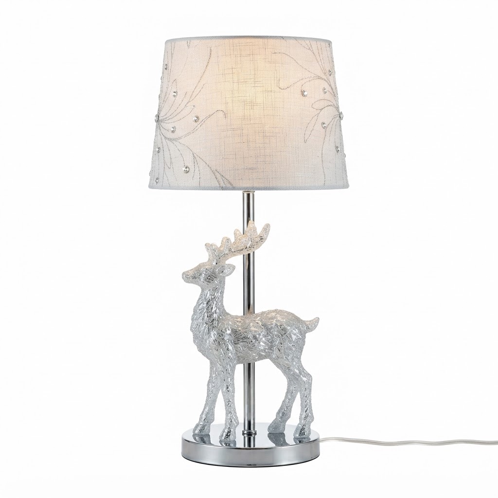 Winter Frosty Reindeer Table Lamp