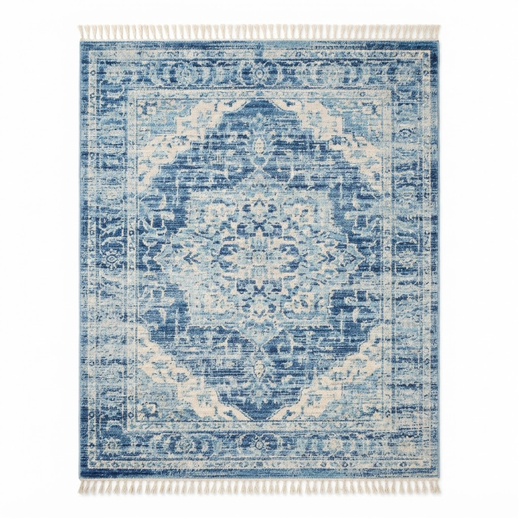 Blue Distressed Area Rug