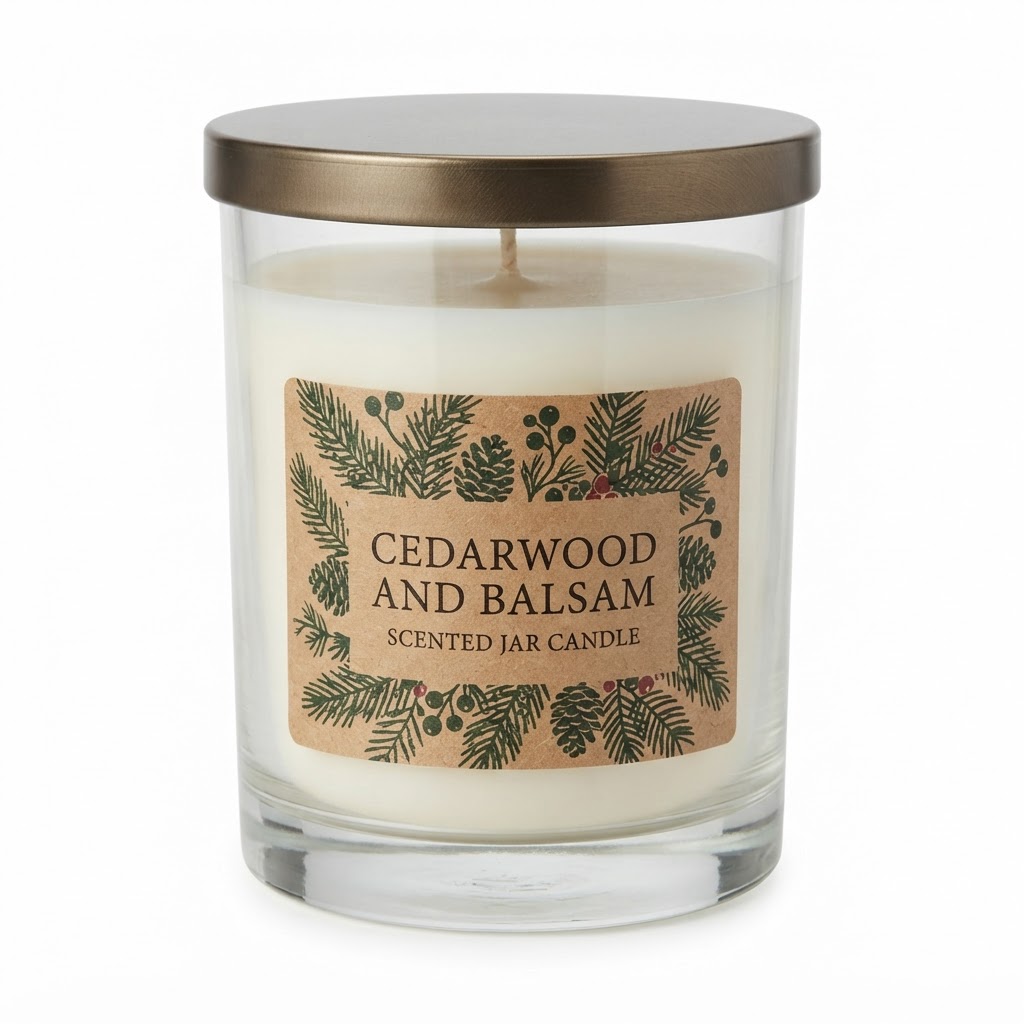 Cedarwood and Balsam Scented Jar Candle