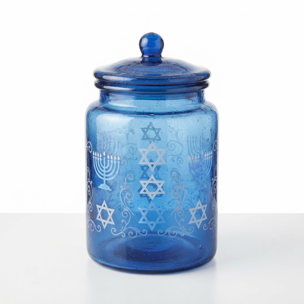 Artisanal Blue Glass Decorative Jar