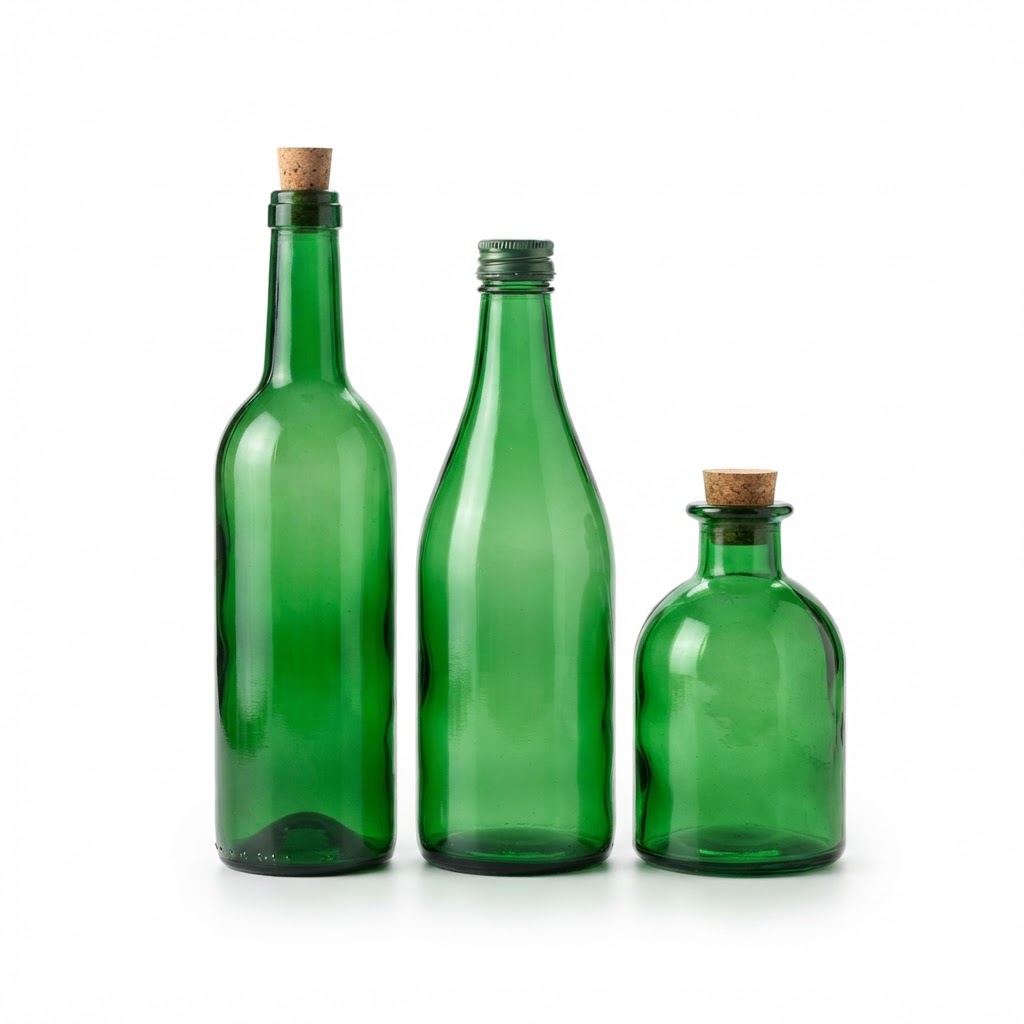 St. Patrick's Set of Green Glass Bottles