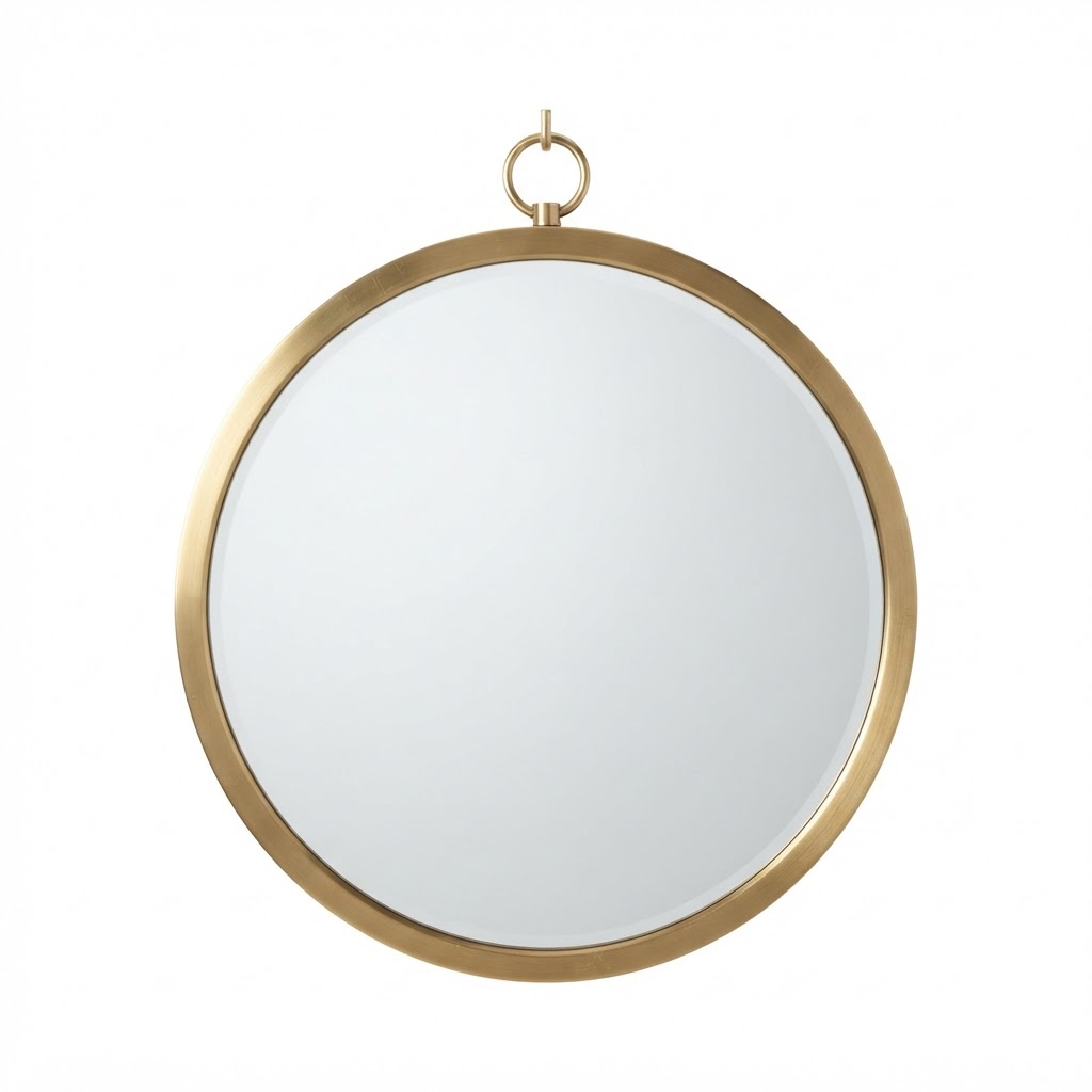 Brass Frame Round Mirror