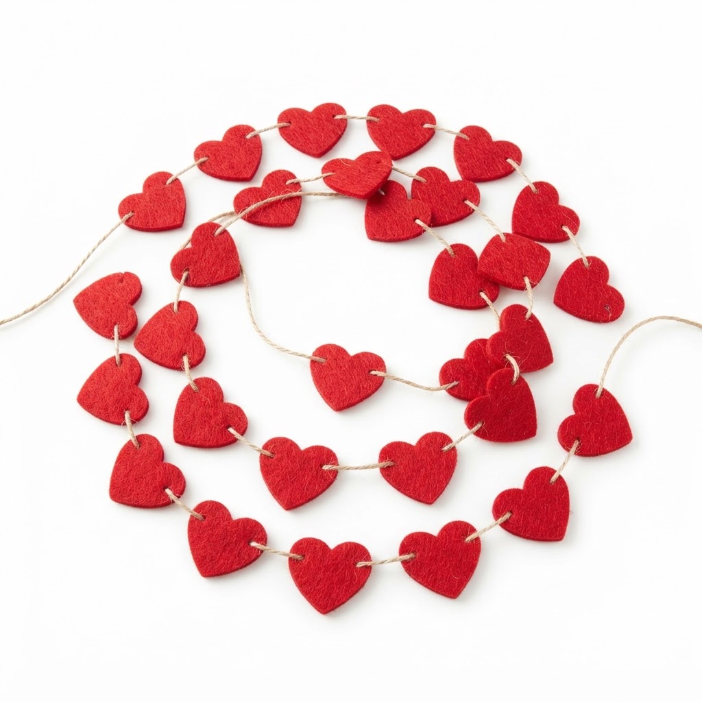 Red Felt Heart Garland