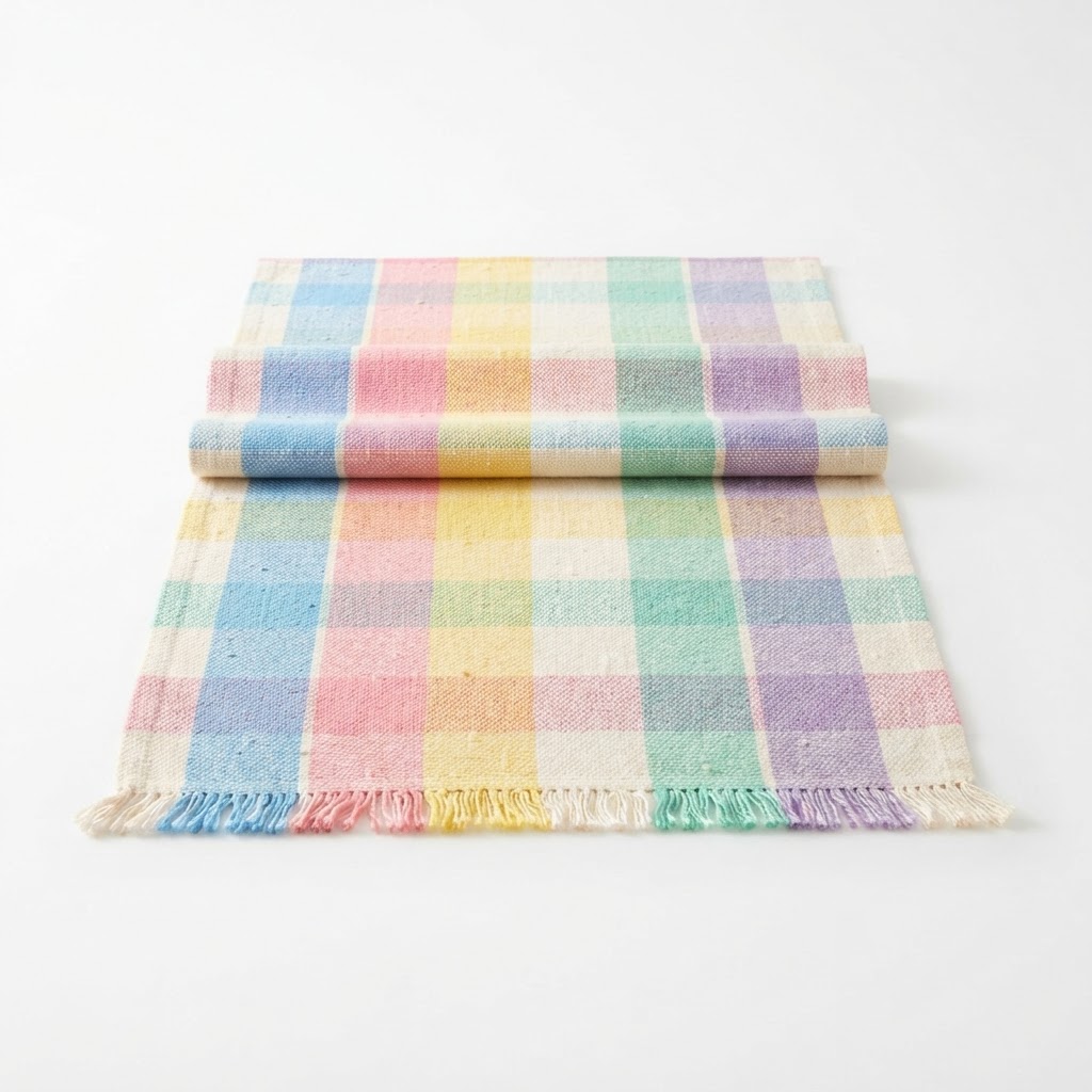 Woven Pastel Plaid Bed Runner