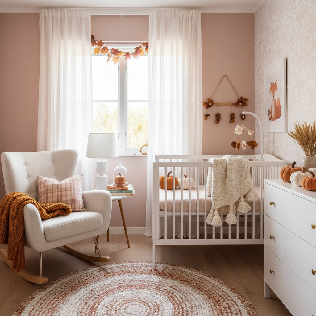 Scandinavian Fall Baby Girl Nursery
