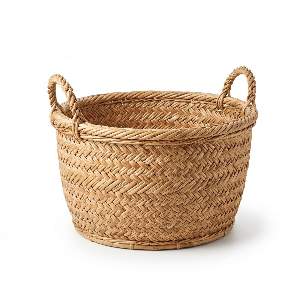 Woven Rattan Firewood Basket