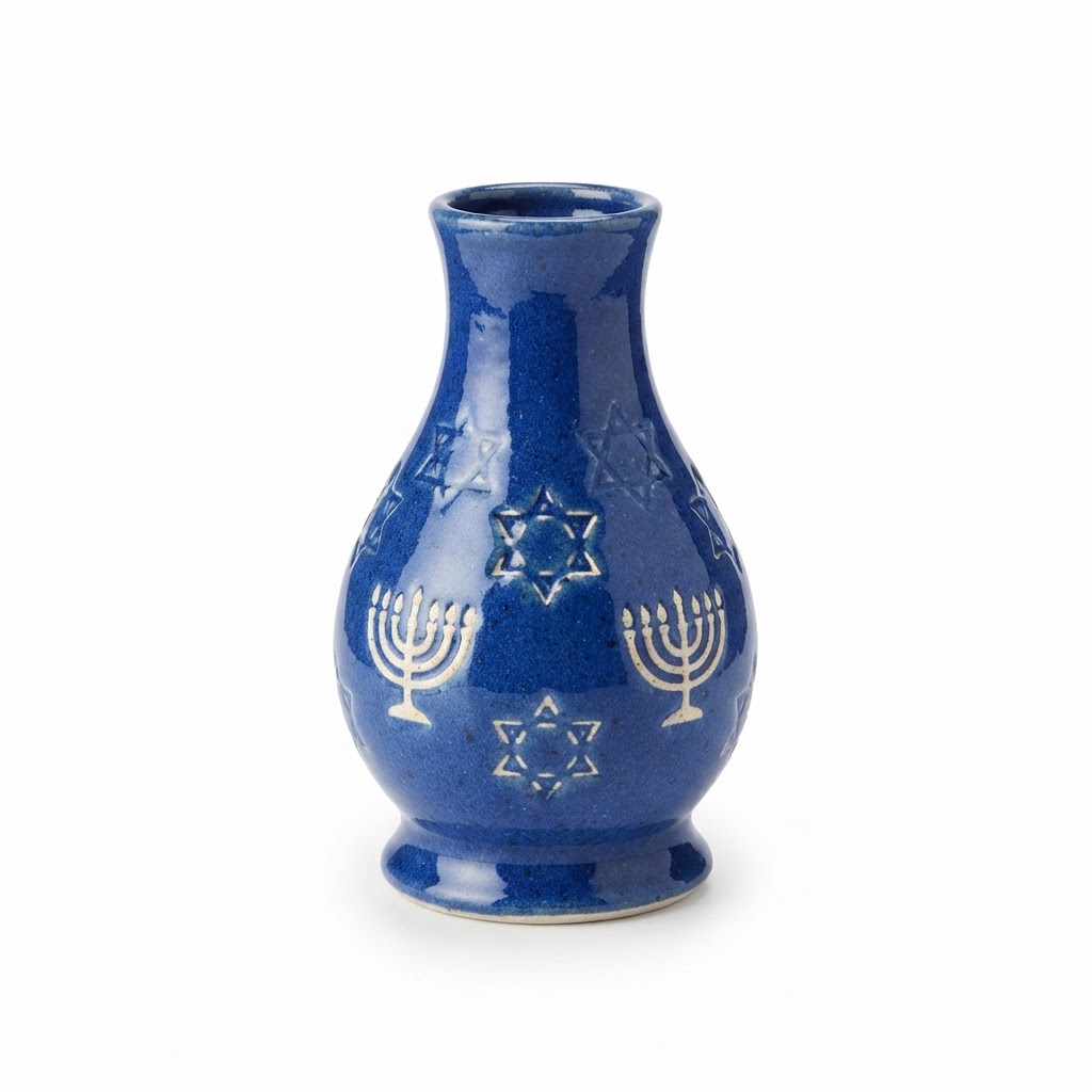 Transitional Blue Ceramic Bud Vase
