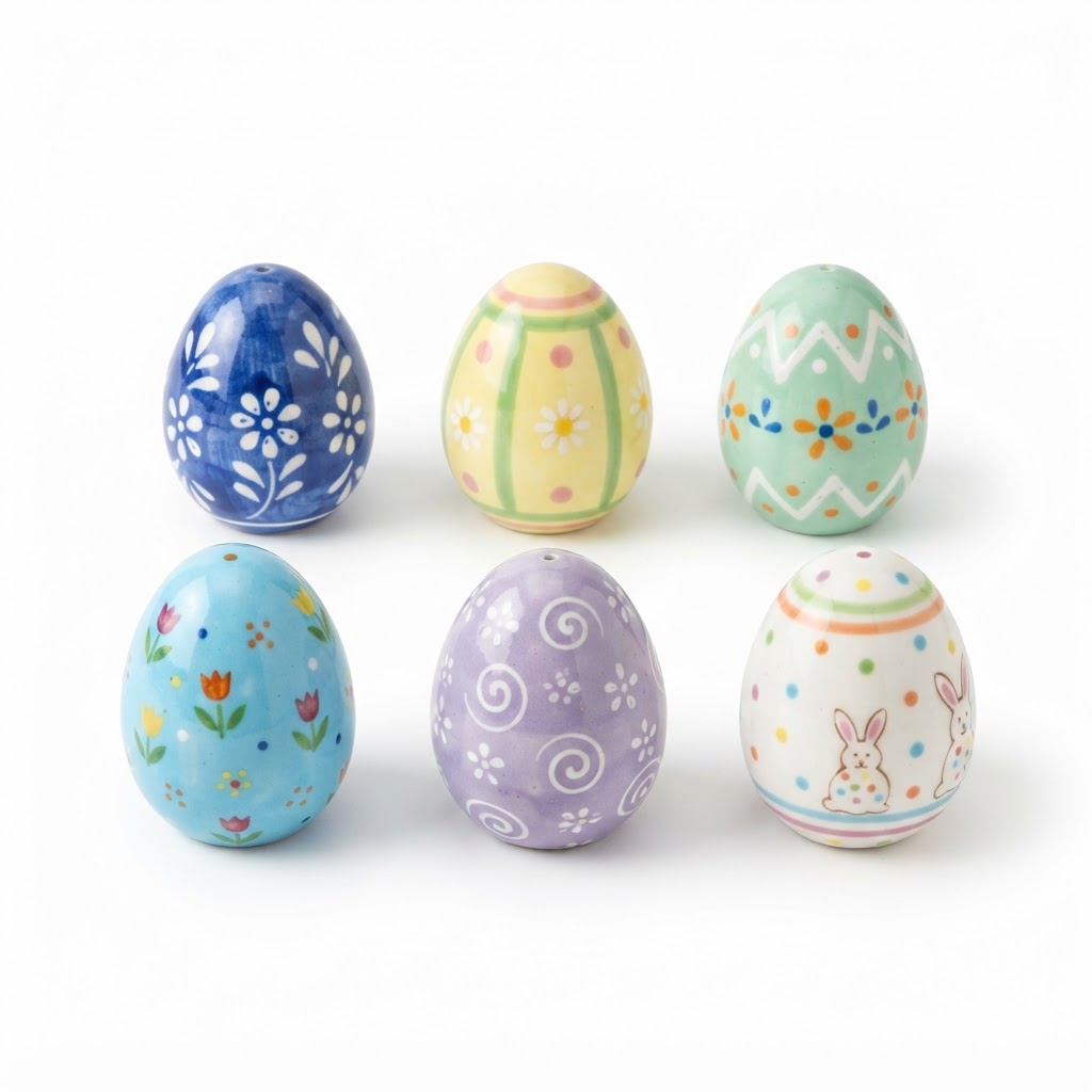 Hand-Painted Ceramic Easter Egg Set