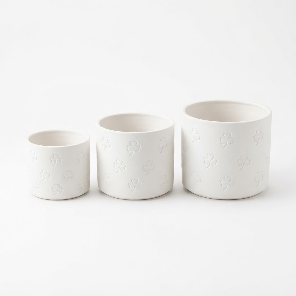 White Ceramic Plant Pot Set