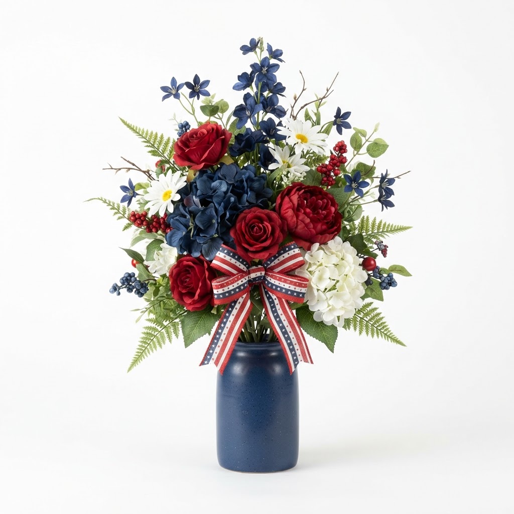 Artificial Patriotic Floral Arrangement