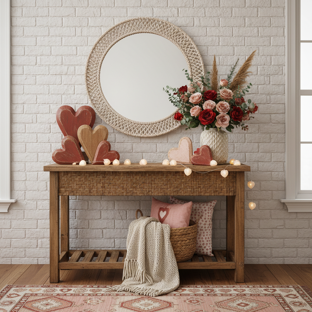 Boho Valentine's Day Entryway