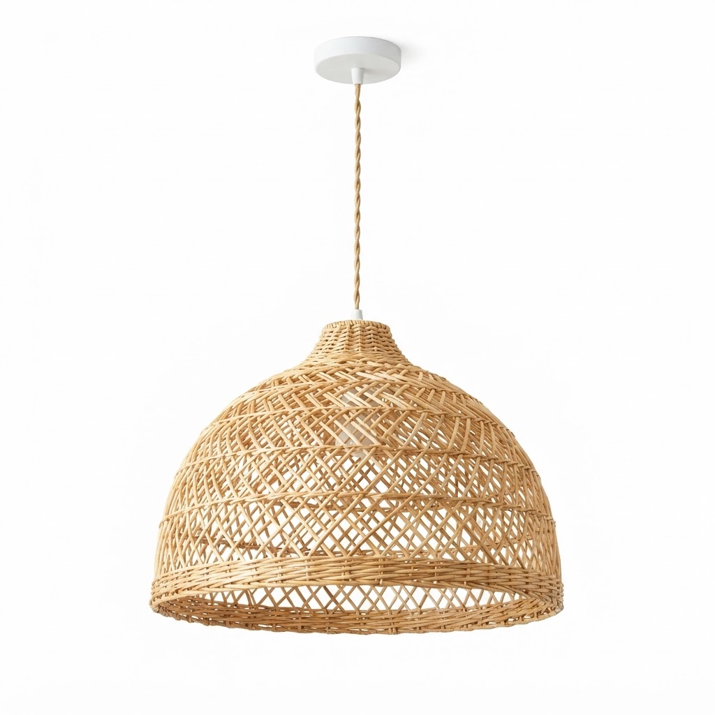 Natural Woven Rattan Dome Pendant