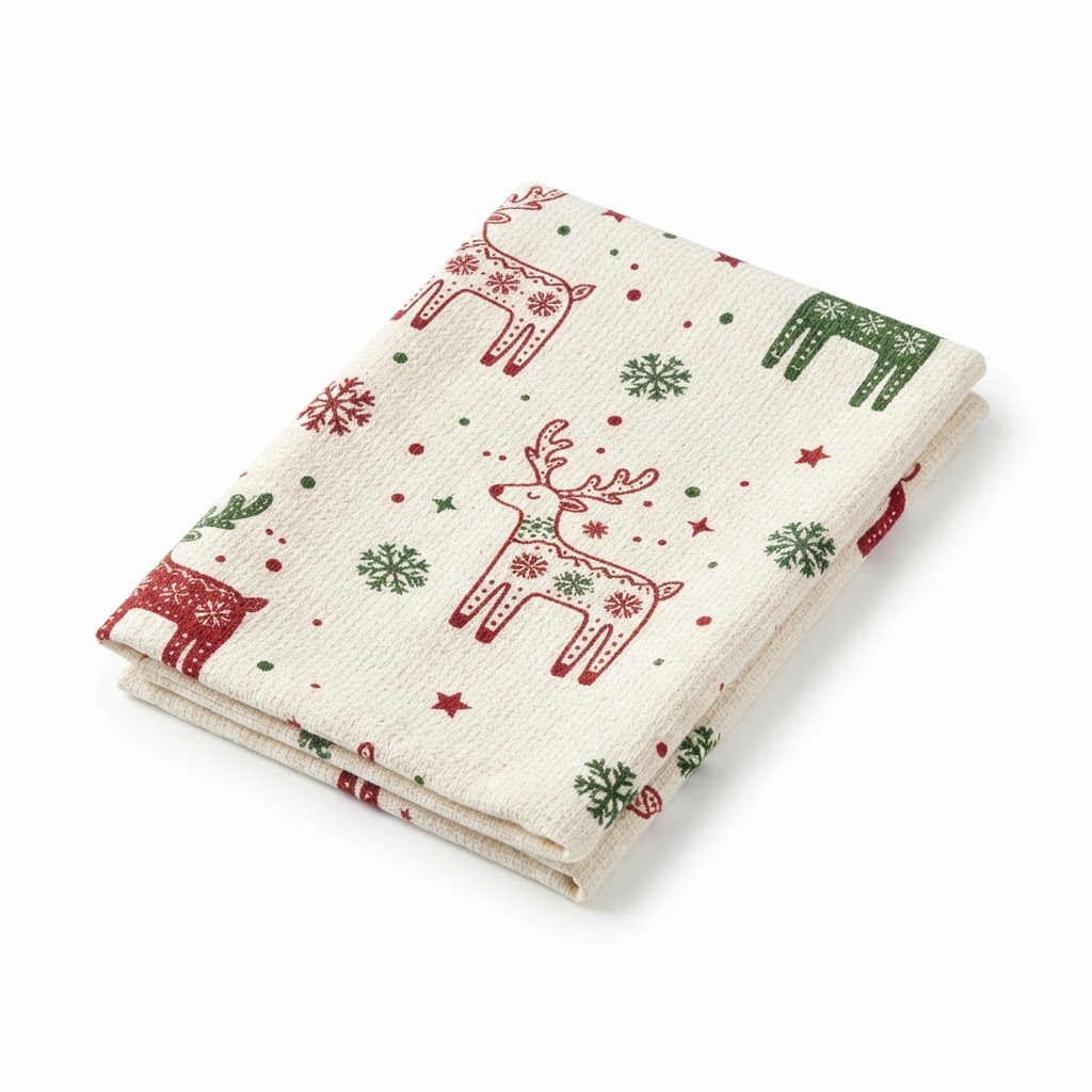 Ceramic Reindeer Print Kitchen Towel