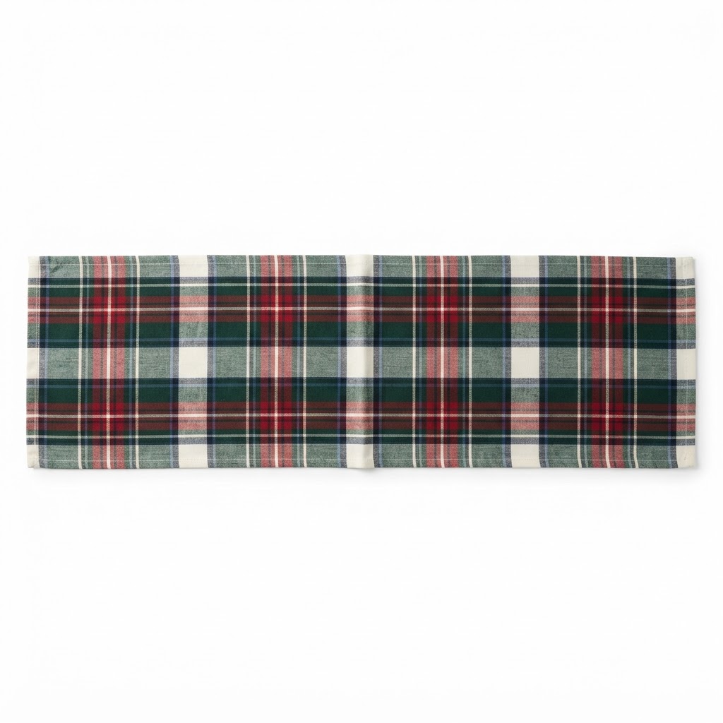 Transitional Plaid Fabric Table Runner