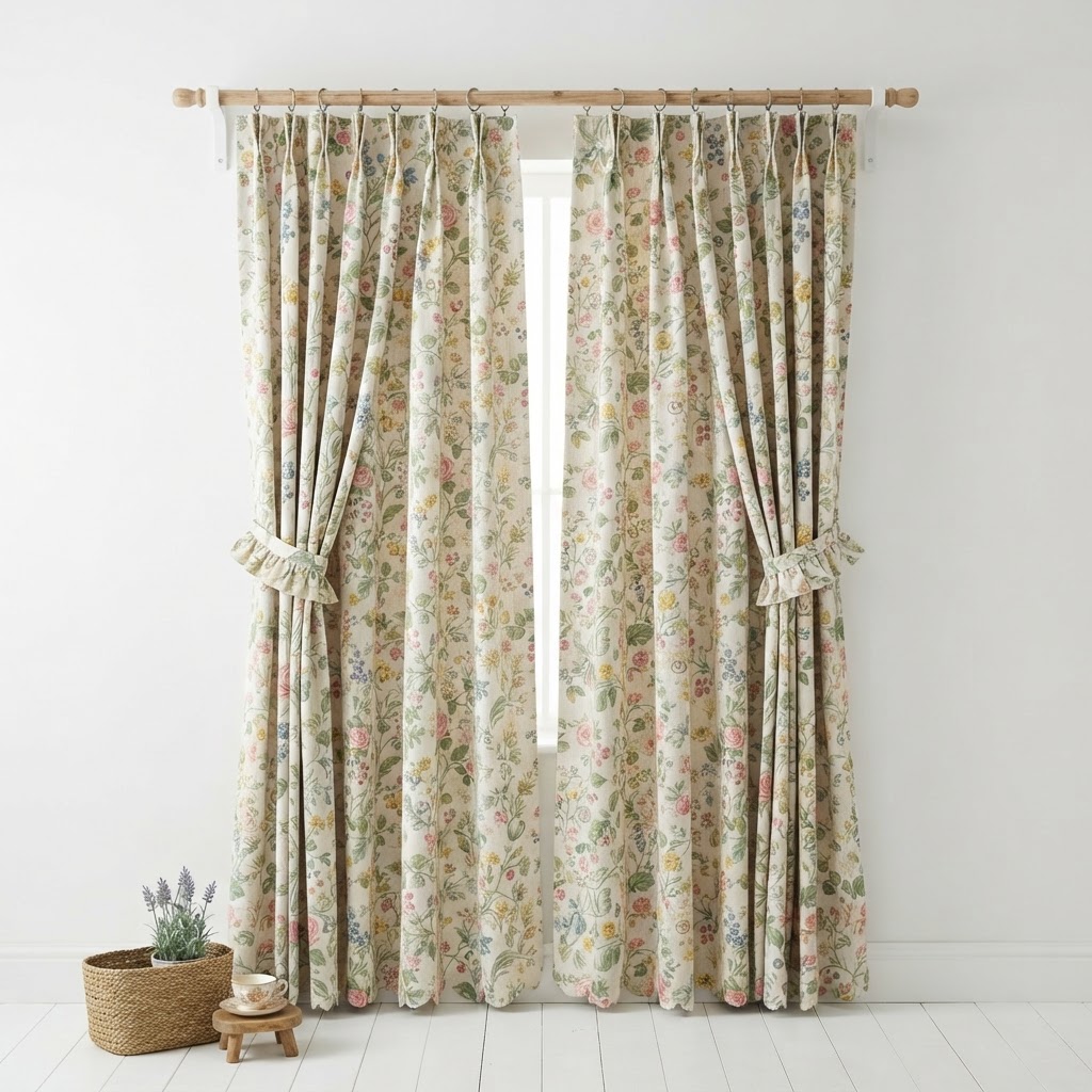core Floral Patterned Cotton Curtains