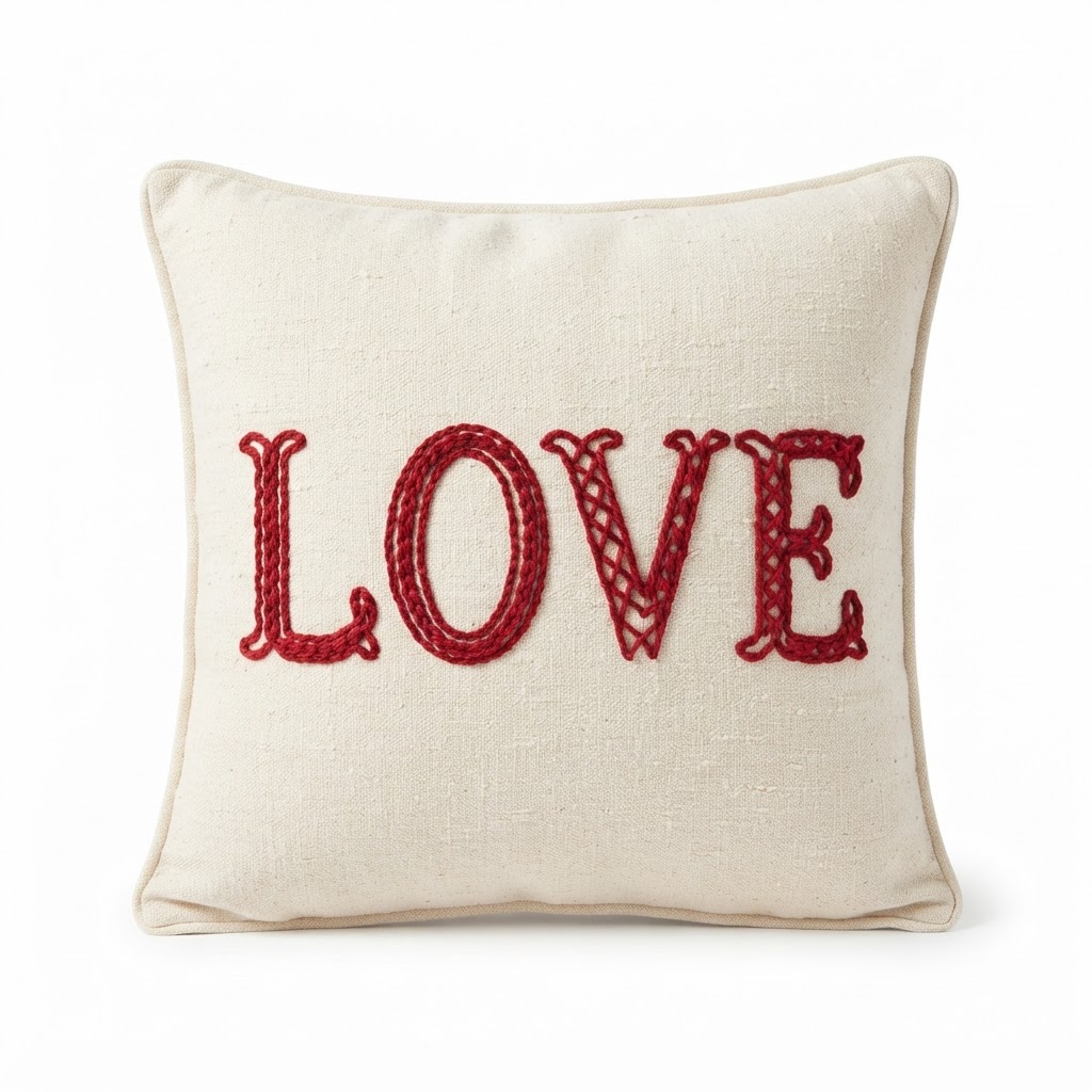 Embroidered LOVE Accent Pillow