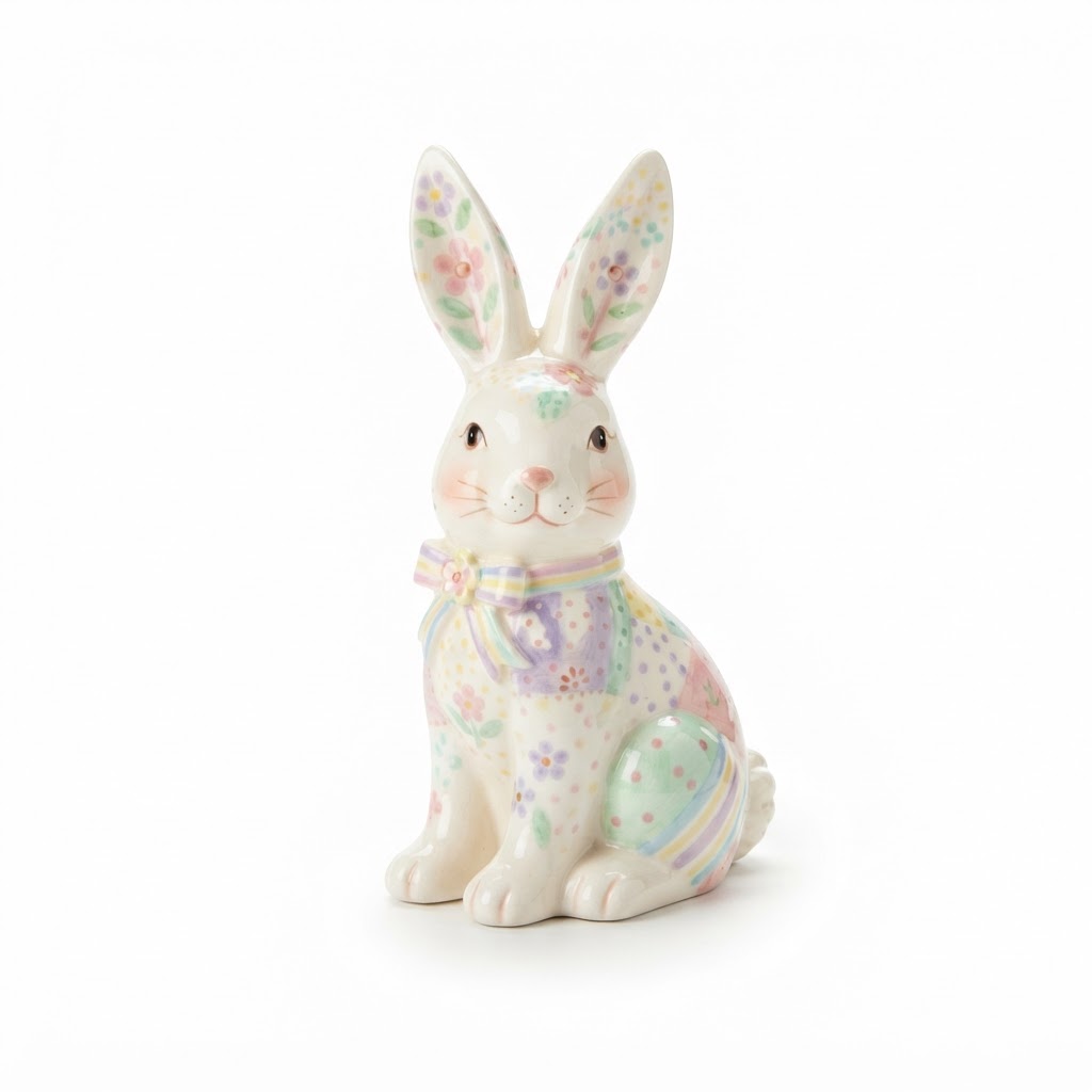 Easter Pastel Bunny Ceramic Figurine
