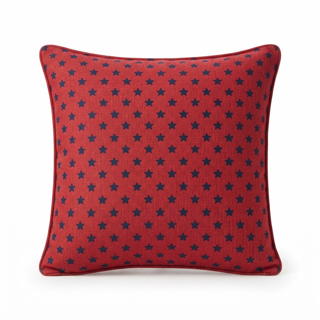 Red and Navy Star Print Throw Pillows