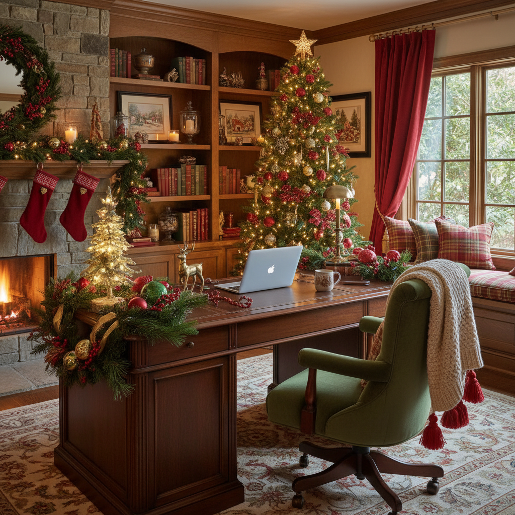 Traditional Christmas Home Office