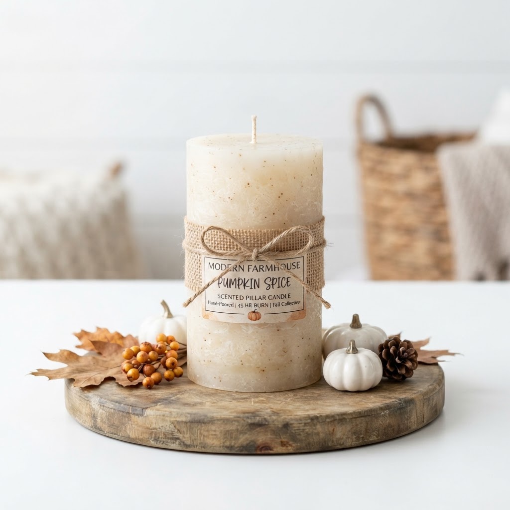 Scented Pumpkin Spice Pillar Candle