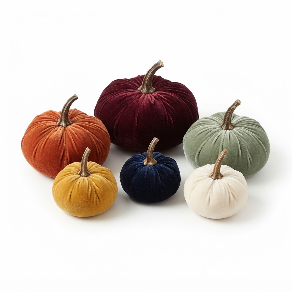 Assorted Velvet Pumpkin Set