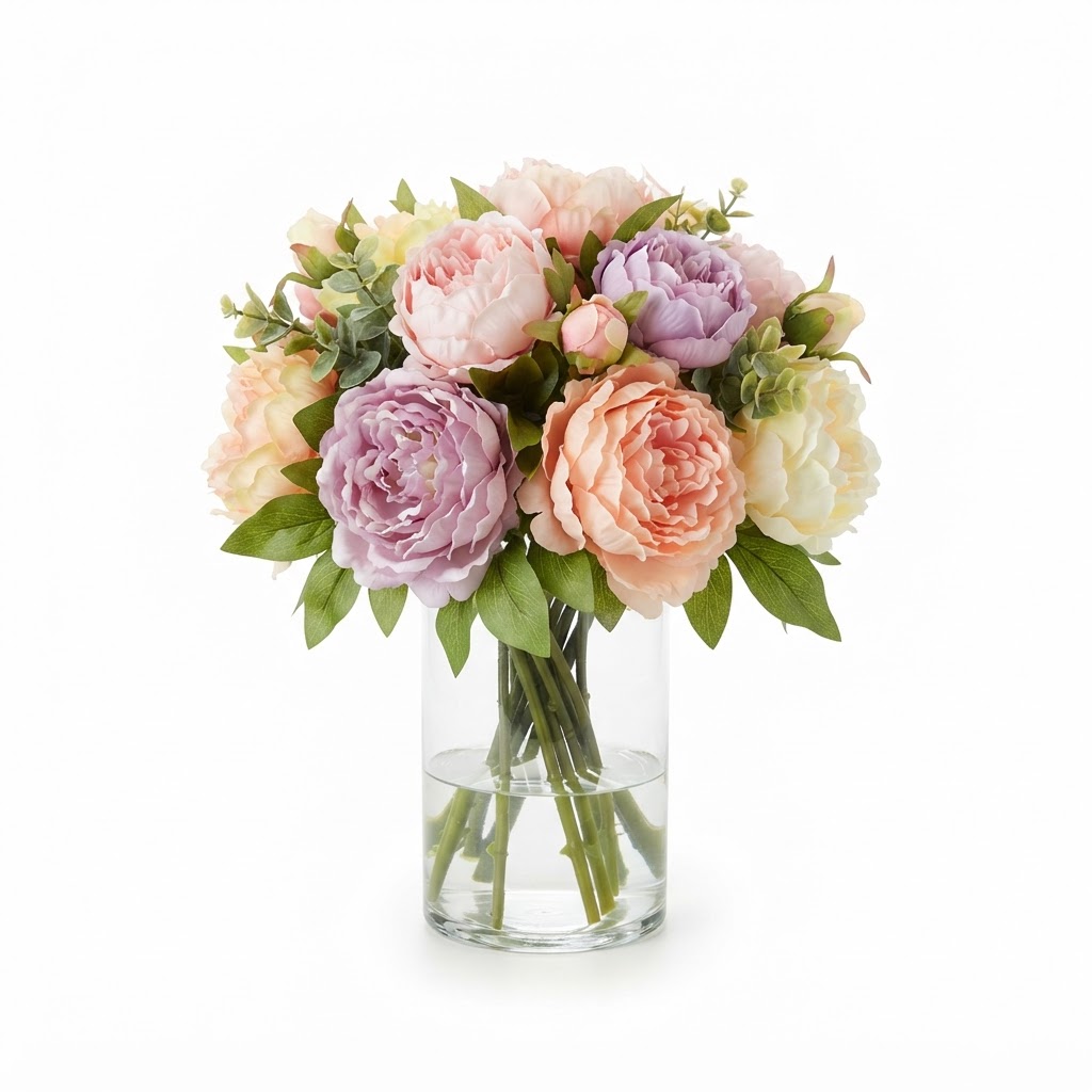 Spring Pastel Faux Peony Arrangement